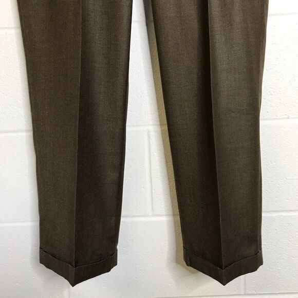 Roundtree & Yorke Mens Easy Care Brown Dress Pants Pleated Slacks 36x29 - Picture 4 of 10